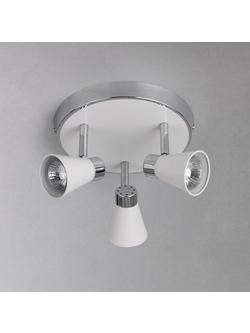 John Lewis Logan GU10 LED 3 Spotlight Ceiling Plate - view 2, White