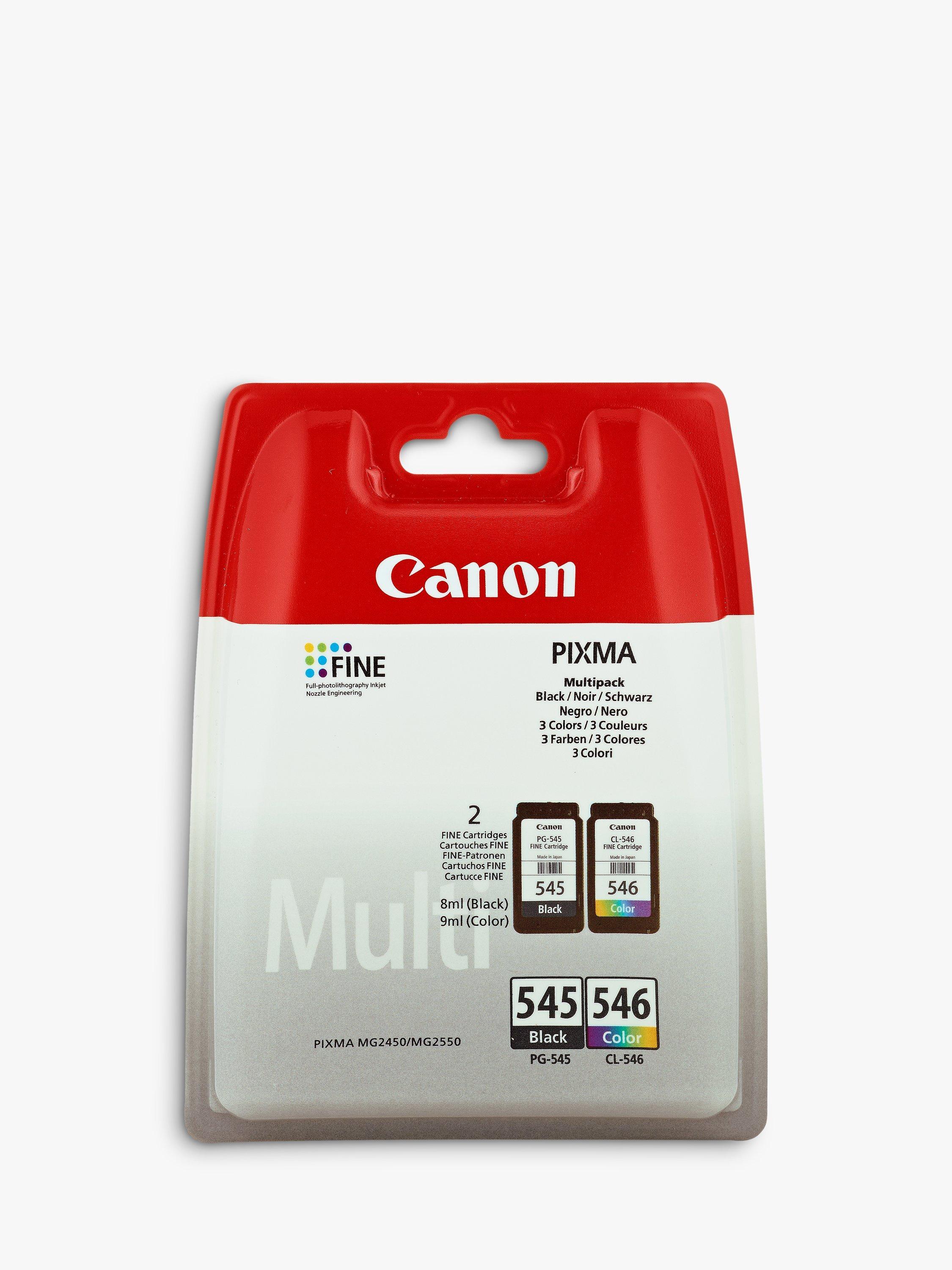 Canon PIXMA PG-545 Black & CL-546 Tri-Colour Ink Cartridge Multipack, Pack of 2
