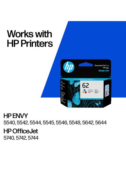 HP 62 Tri-Colour Original Ink Cartridge, Single, Instant Ink Compatible - view 2, Colour