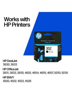 HP 302 Black Original Ink Cartridge, Single, Instant Ink Compatible - view 2, Black