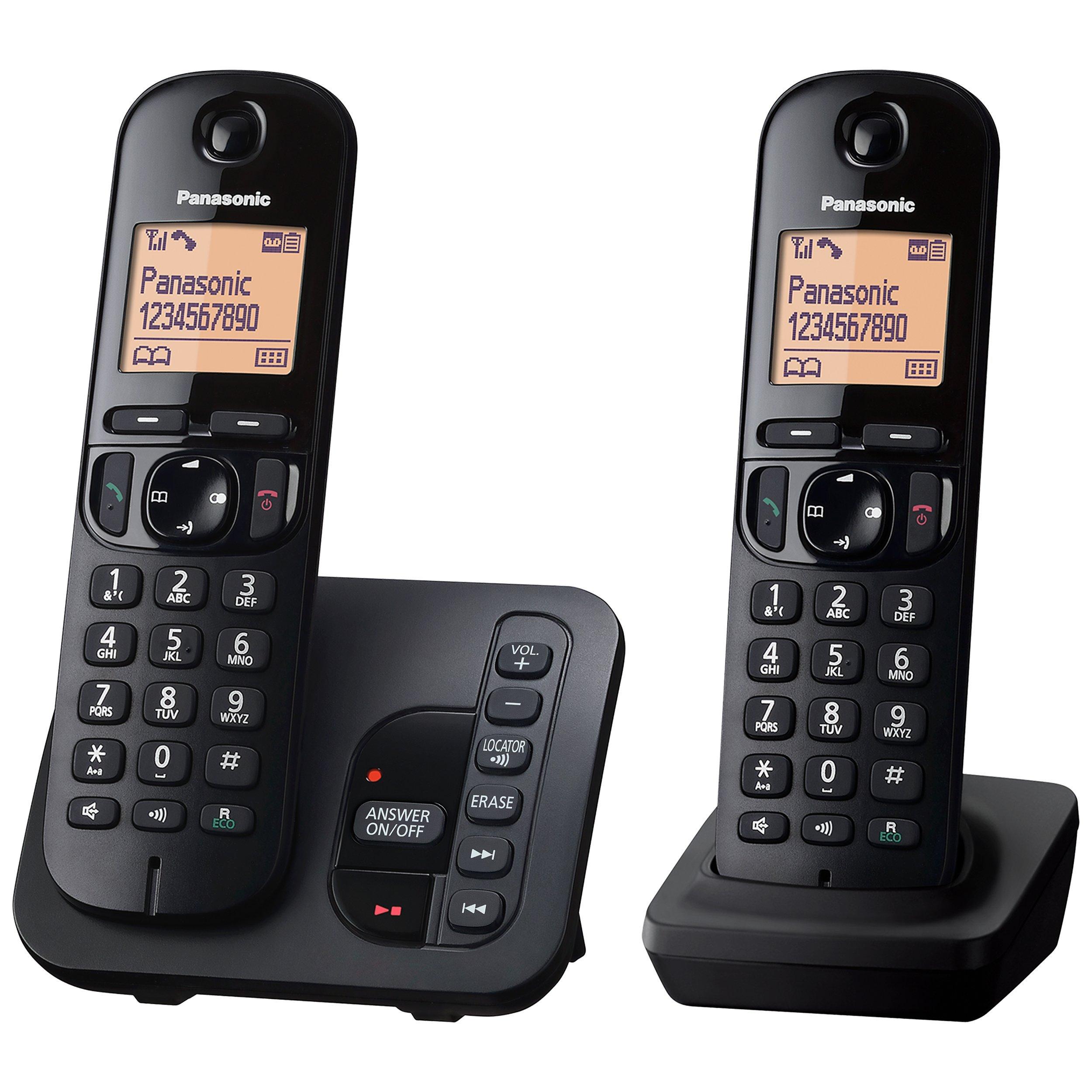 Panasonic KX-TGC222EB Digital Cordless Telephone with 1.6" Backlit LCD Screen, Nuisance Call Blocker & Answering Machine, Twin DECT