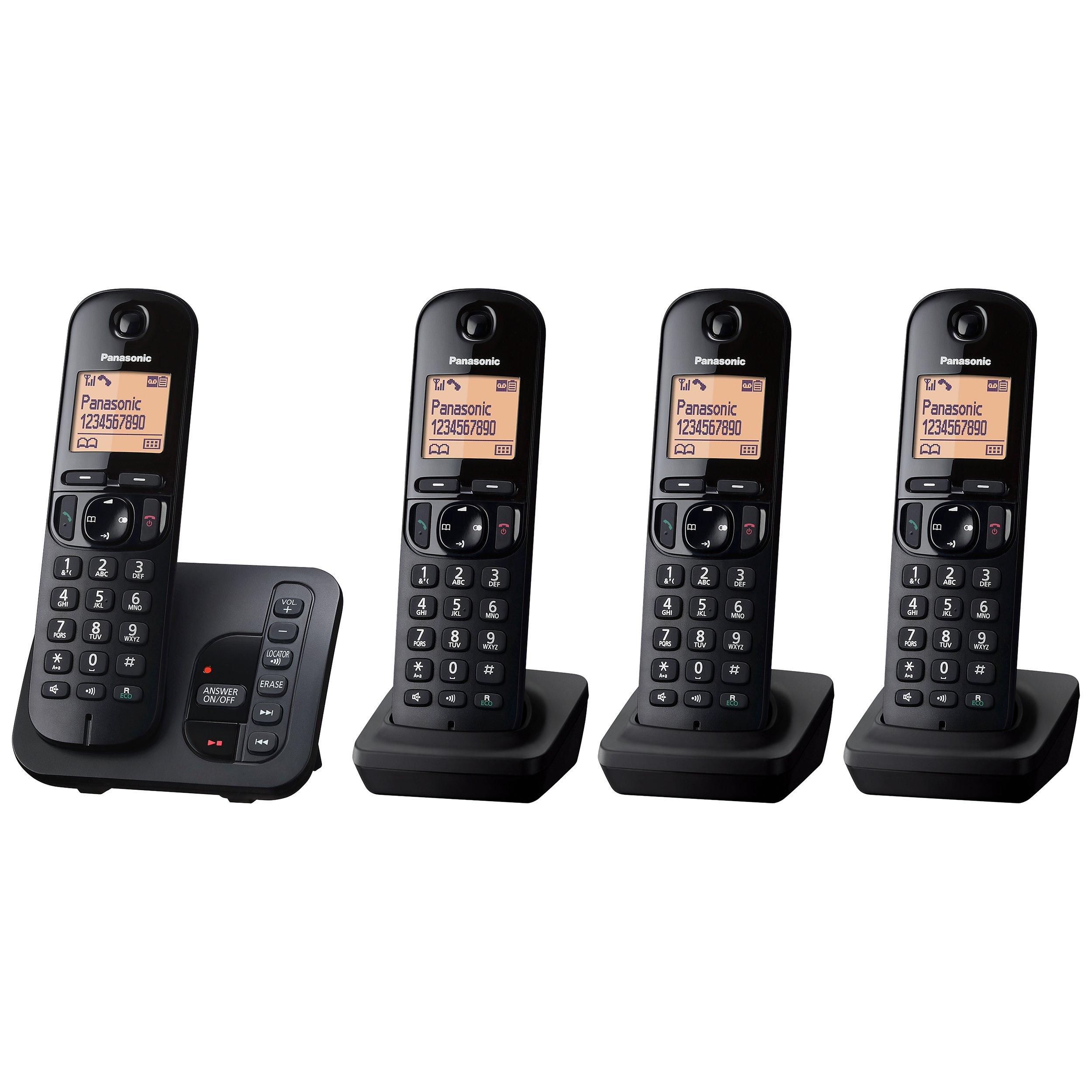 Panasonic KX-TGC224EB Digital Cordless Telephone with 1.6" Backlit LCD Screen, Nuisance Call Blocker & Answering Machine, Quad DECT