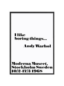 John Lewis Andy Warhol 'I Like Boring Things' Framed Print, 103 x 73cm, Black/White, Black/White