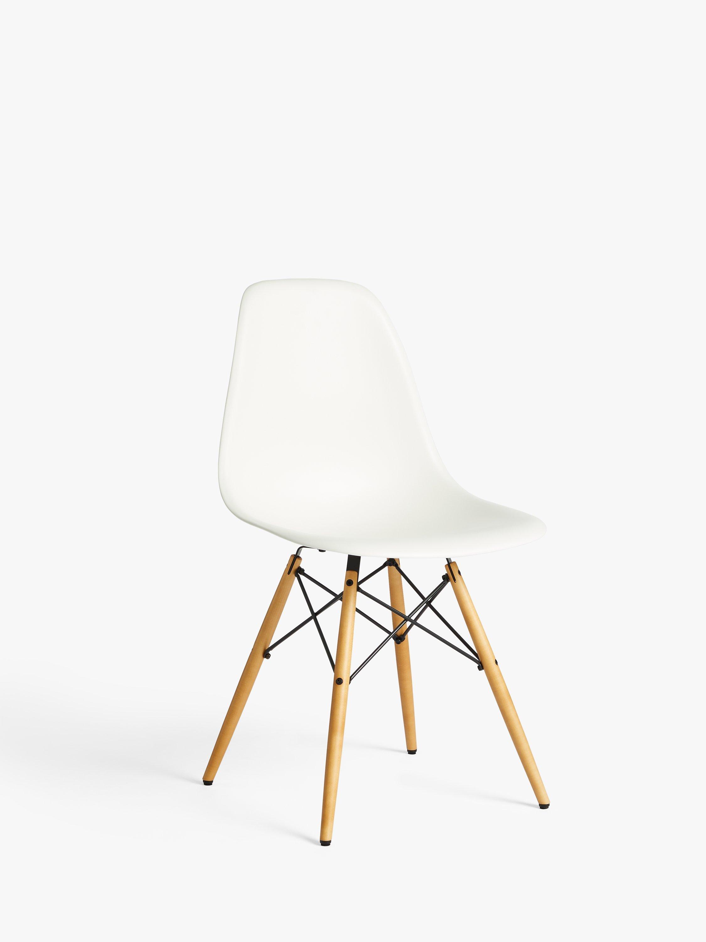 Vitra Eames DSW Side Chair, Light Maple Leg, White