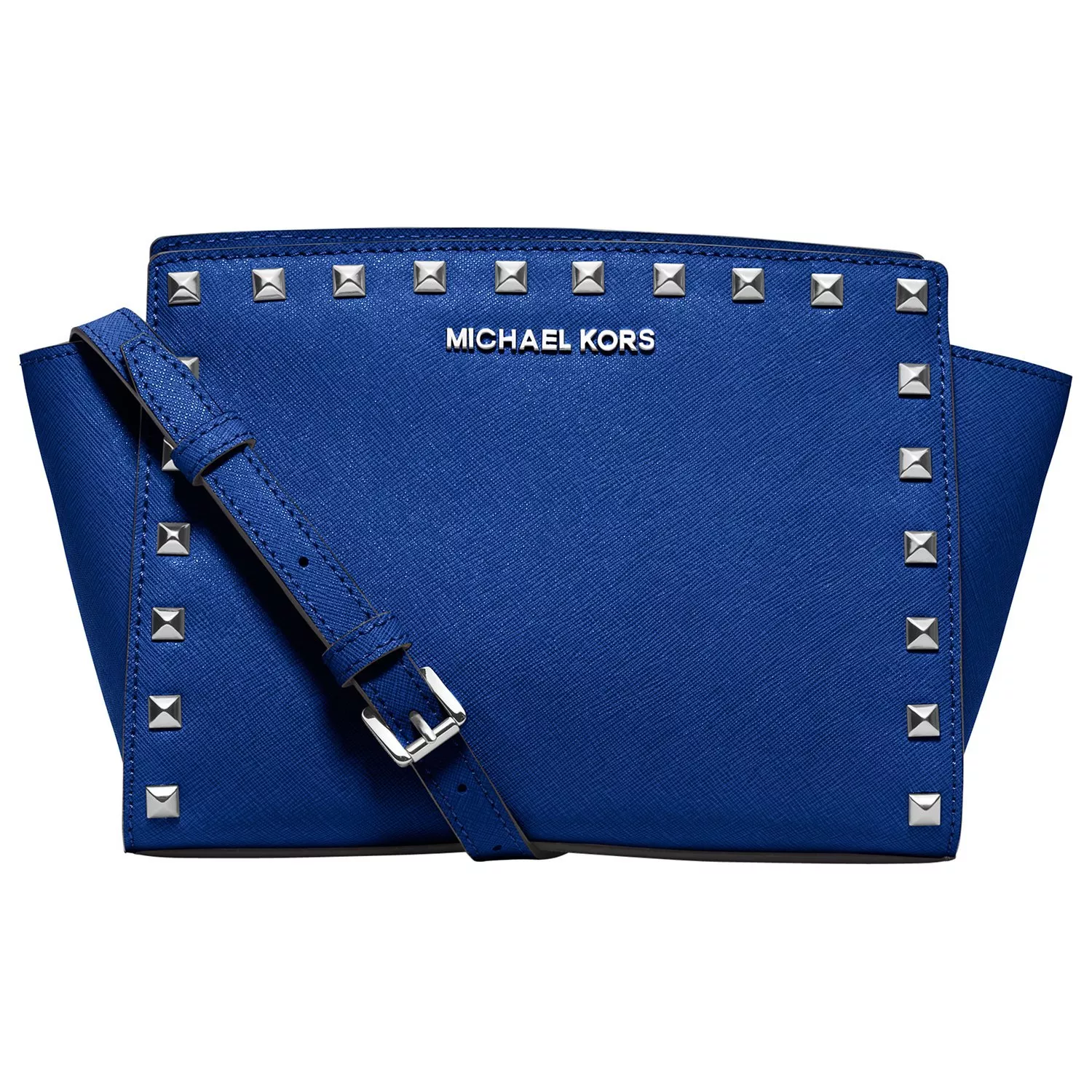 MICHAEL Michael Kors Selma Stud Medium Leather Messenger Bag Blue