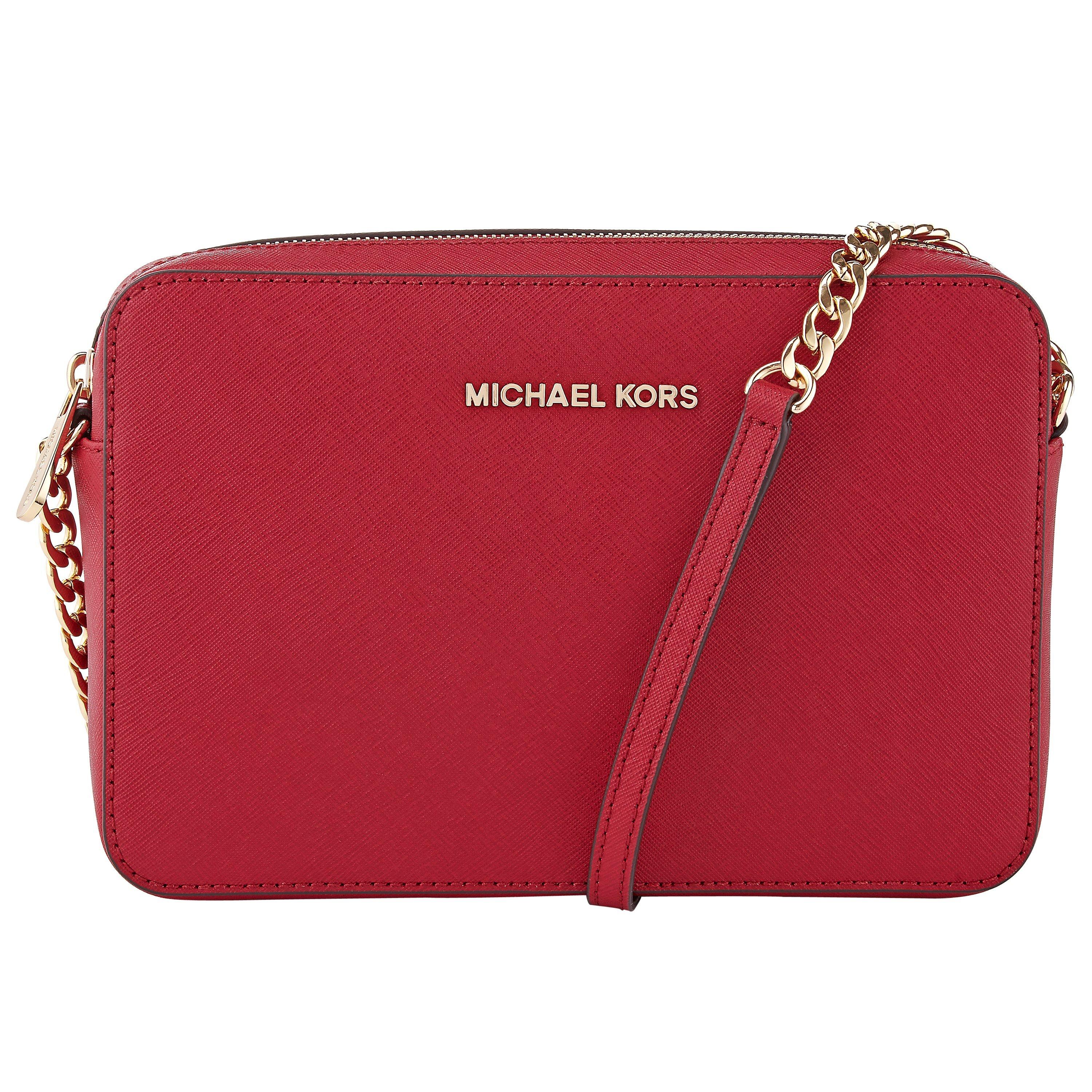 MICHAEL Michael Kors Jet Set Travel East/West Leather Across Body Bag, Cherry