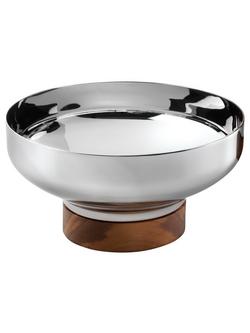 Robert Welch Limbrey Stainless Steel Bowl with Walnut Wood Base, 12.5cm, Silver