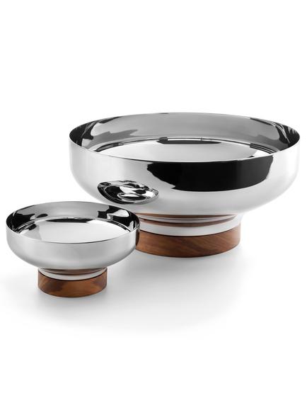 Robert Welch Limbrey Stainless Steel Bowl with Walnut Wood Base, 12.5cm - view 2, Silver