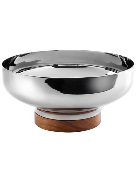 Robert Welch Limbrey Stainless Steel Bowl with Walnut Wood Base, 25cm, Silver