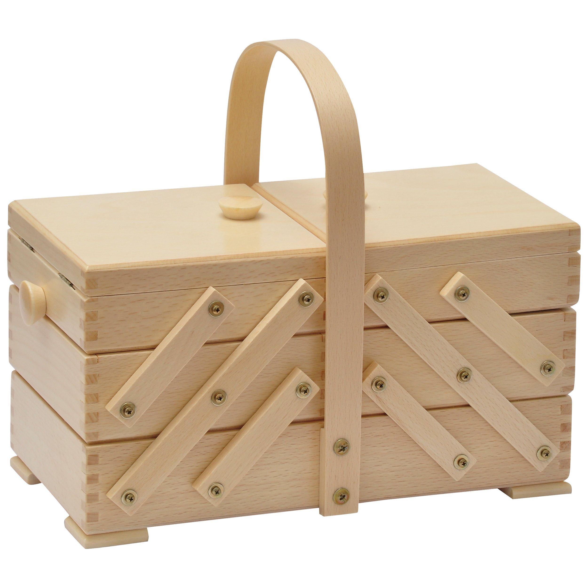 Aumuller Korbwaren Medium Cantilever Wooden Sewing Box