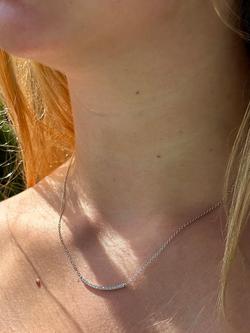 London Road 9ct White Gold Portobello Geo Bar Diamond Necklace, White Gold - view 2, White Gold