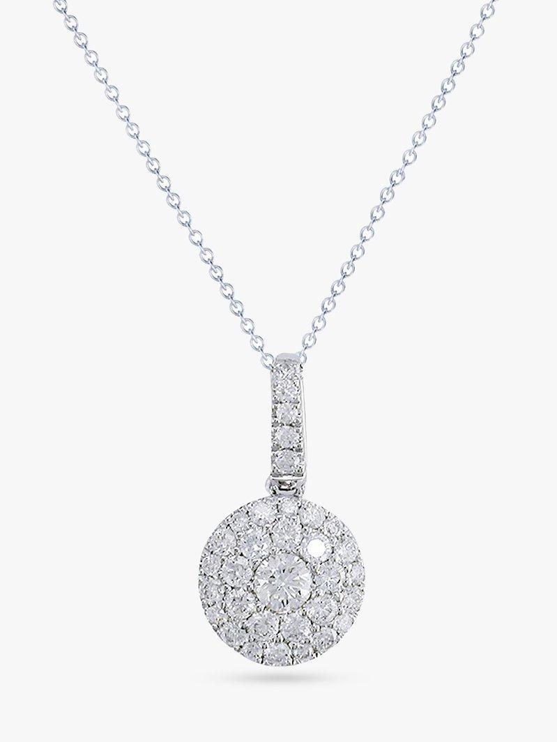 Product image 1 of 3, which shows E.W Adams 18ct White Gold Diamond Cluster Pendant, White Gold