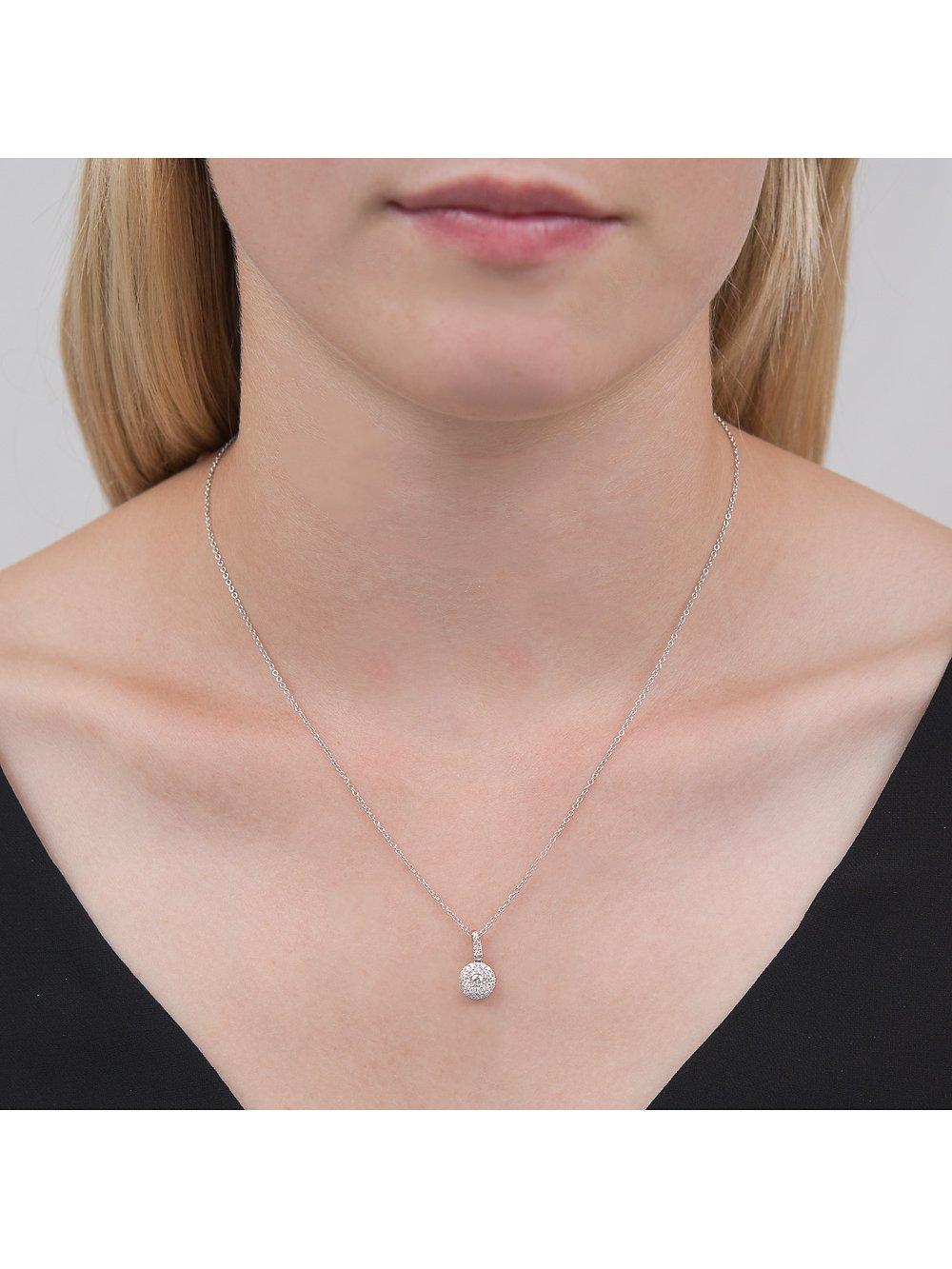Product image 2 of 3, which shows E.W Adams 18ct White Gold Diamond Cluster Pendant, White Gold