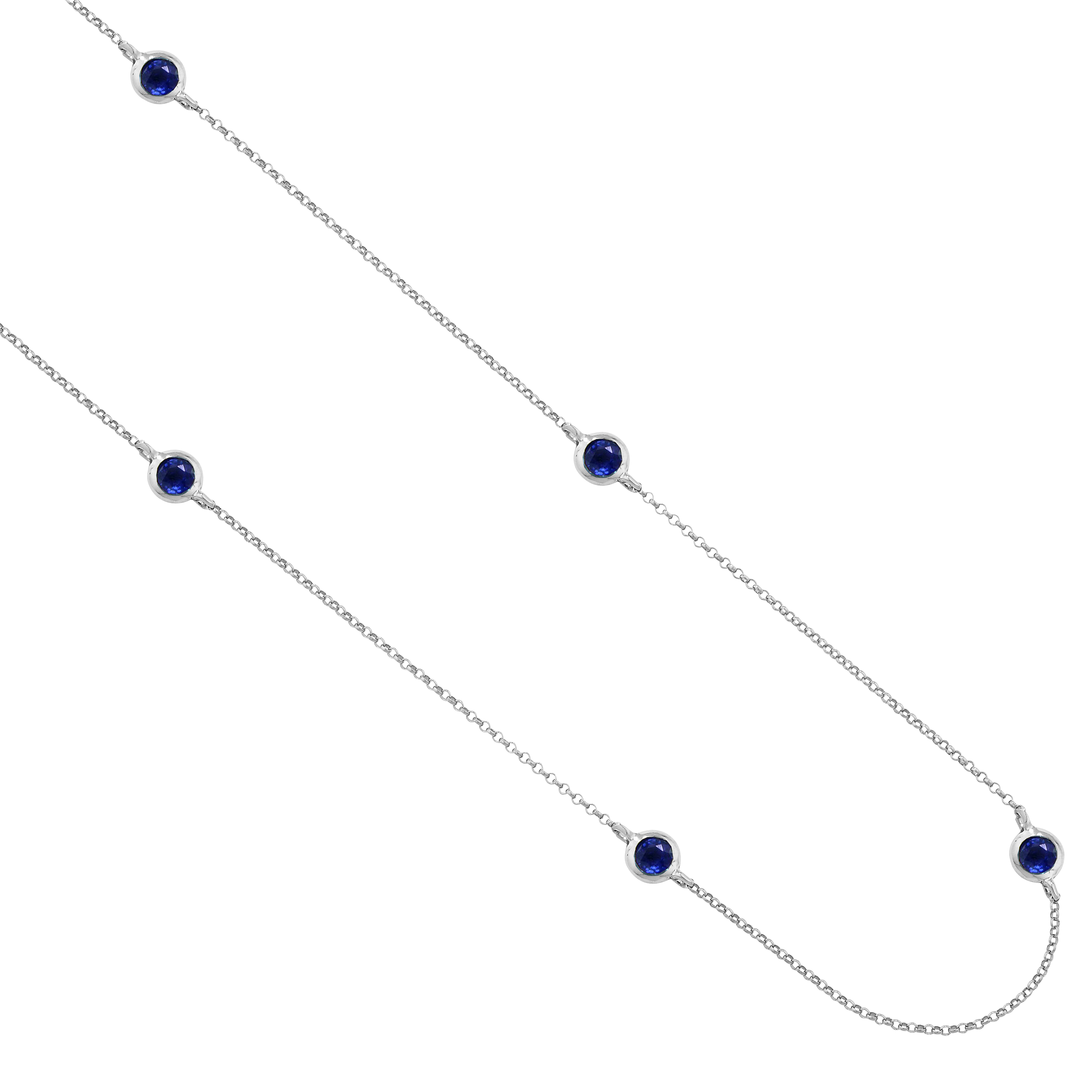 Product image 1 of 3, which shows London Road 9ct Gold Raindrop Necklace, White Gold/Sapphire