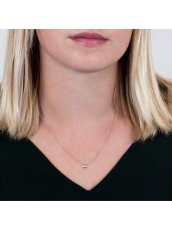 London Road 9ct Gold Portobello Raindrop Diamond Set Chain Necklace - view 2, White Gold