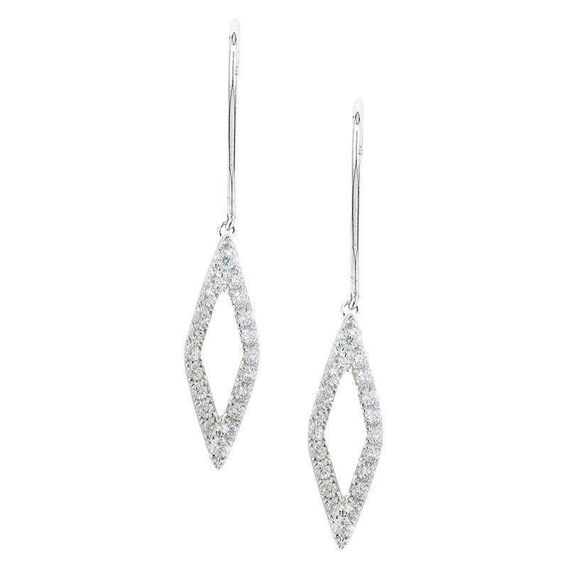 Product image 1 of 3, which shows London Road 9ct White Gold Portobello Geo Diamond Drop Earrings, White Gold