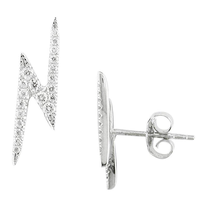 Product image 1 of 3, which shows London Road 9ct Whtie Gold Portobello Geo Lightning Zig Zag Diamond Drop Earrings, White Gold