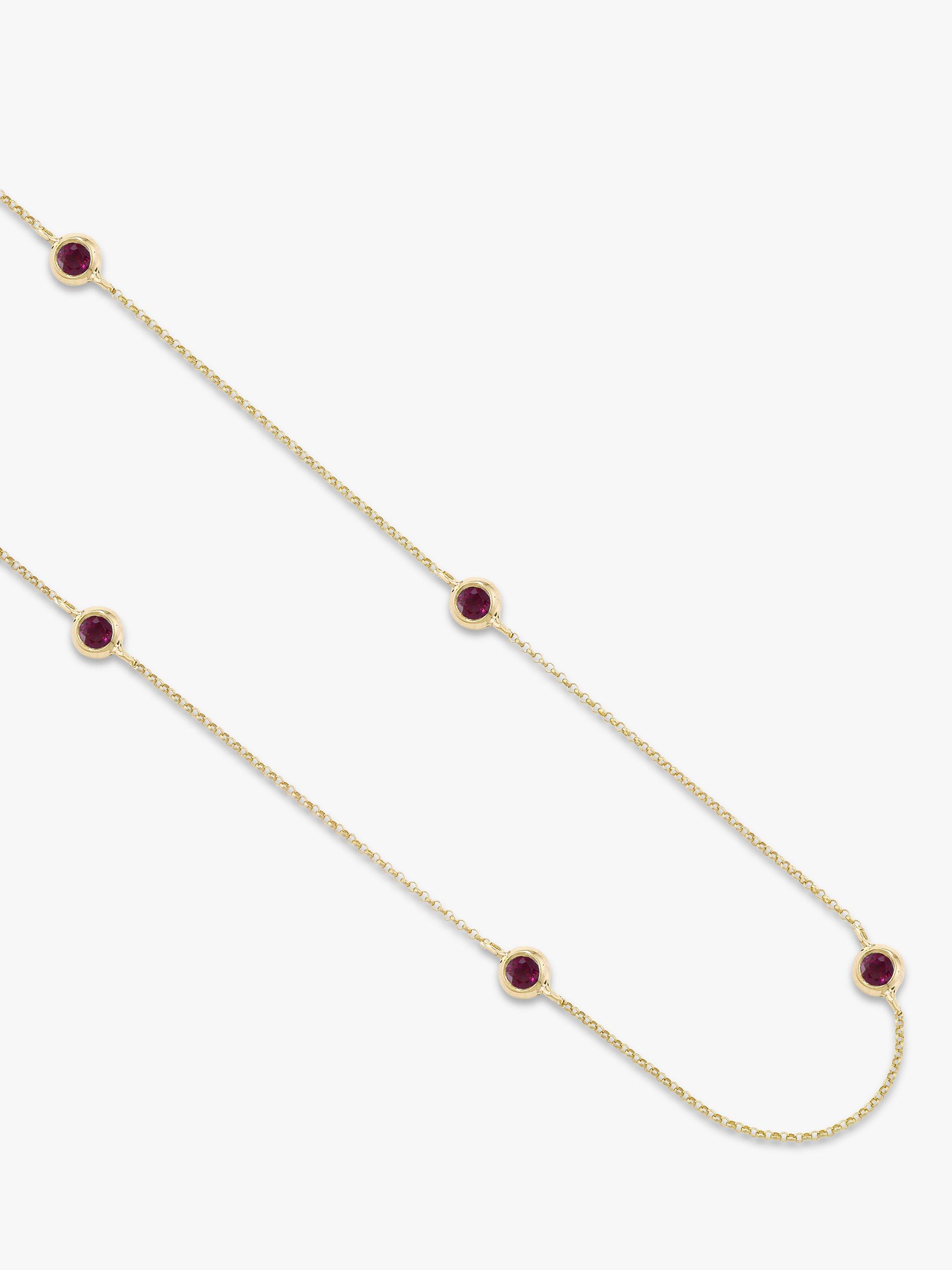 Product image 1 of 5, which shows London Road 9ct Gold Raindrop Necklace, Yellow Gold/Ruby