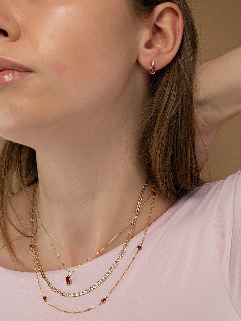 Product image 5 of 5, which shows London Road 9ct Gold Raindrop Necklace, Yellow Gold/Ruby