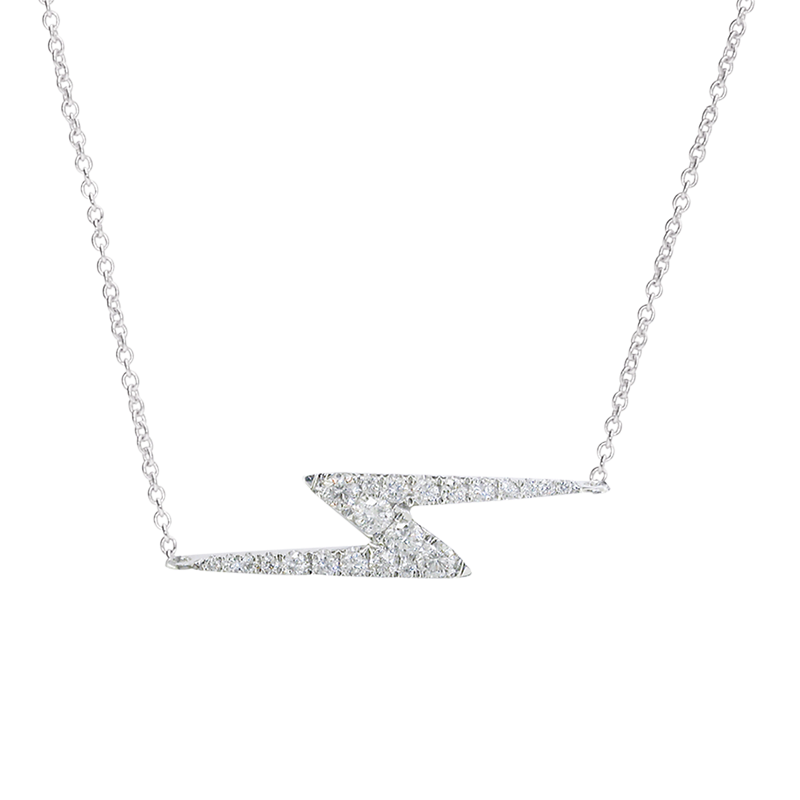 London Road 9ct White Gold Portobello Geo Lightning Zig Zag Diamond Necklace, White Gold