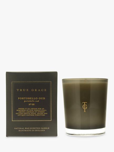 True Grace Manor Portobello Oud Scented Candle, 190g, Black