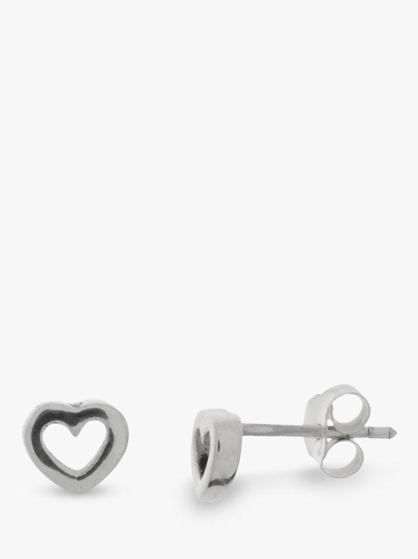 Product image 1 of 2, which shows Nina B Tiny Polished Heart Stud Earrings, Silver
