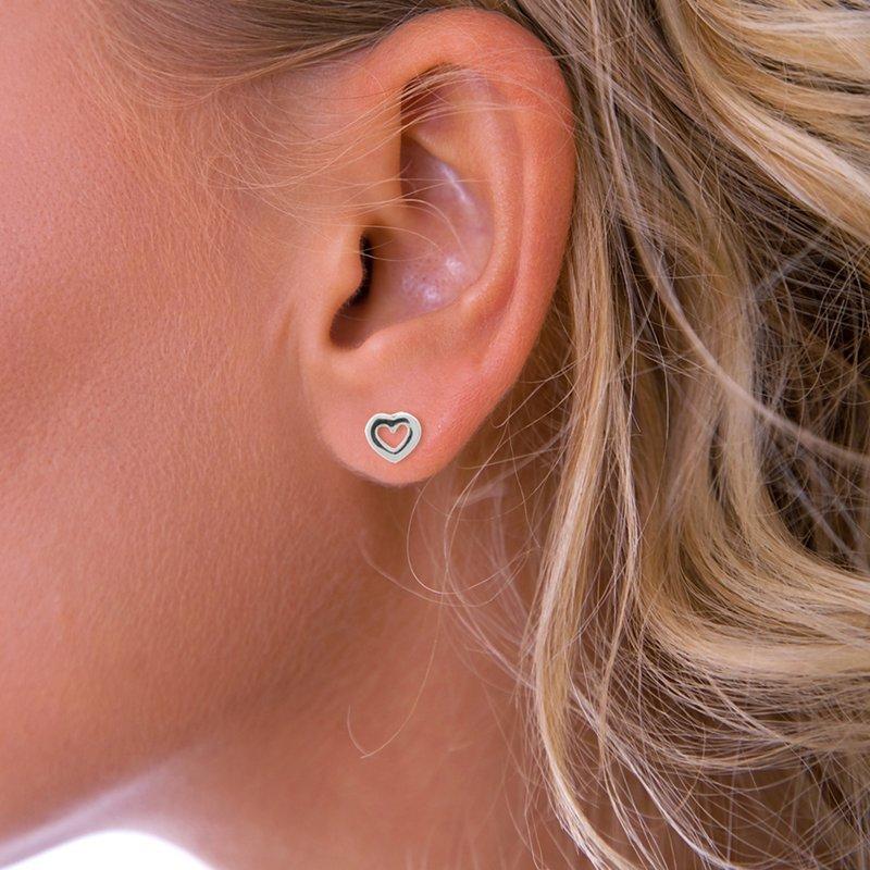 Product image 2 of 2, which shows Nina B Tiny Polished Heart Stud Earrings, Silver