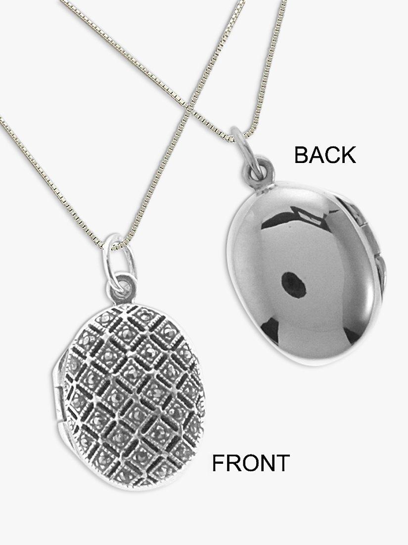 Product image 1 of 4, which shows Nina B Marcasite Oval Locket Pendant Necklace, Silver
