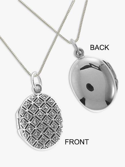 Nina B Marcasite Oval Locket Pendant Necklace, Silver, Silver
