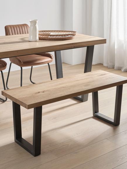 John Lewis Calia 2-Seater Dining Bench, Solid Oak - view 2, Oak
