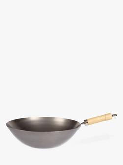 John Lewis Uncoated Carbon Steel Wok, Grey
