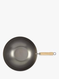 John Lewis Uncoated Carbon Steel Wok - view 2, Grey