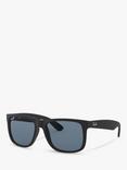 Ray-Ban RB4165 Justin Polarised Wayfarer Sunglasses, Black/Blue