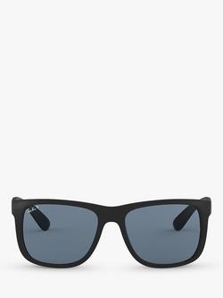 Ray-Ban RB4165 Justin Polarised Wayfarer Sunglasses - view 2, Black/Blue