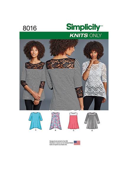 Simplicity Women's Knit Tops, 8016, 
