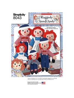 Simplicity Children's Raggedy Ann And Andy Doll Sewing Pattern, 8043, 