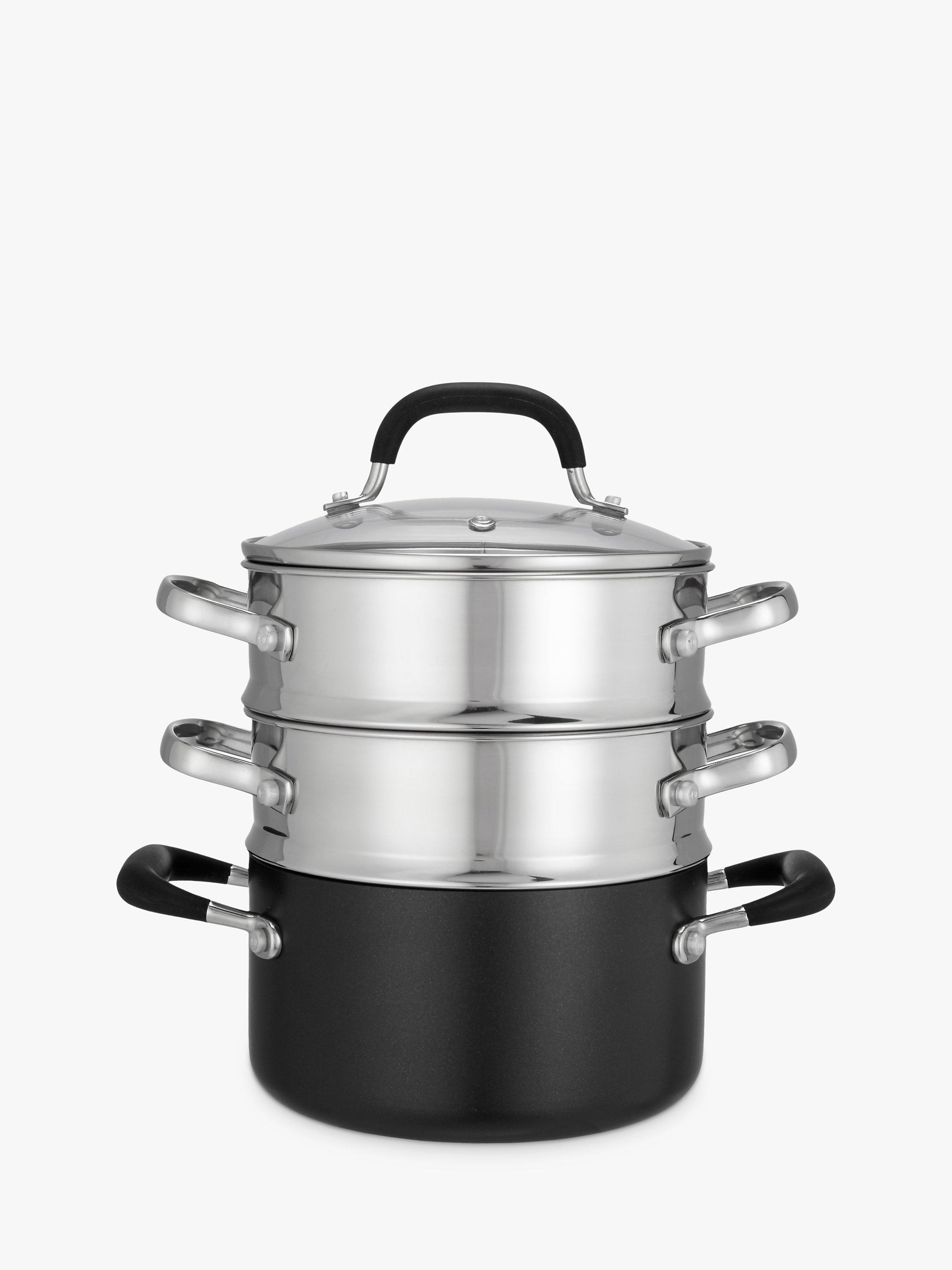 John Lewis & Partners 'The Pan' Aluminium 18cm Steamer Set, 3-Piece