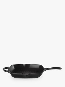Le Creuset Cast Iron Signature Square Grillit, 26cm - view 2, Satin Black