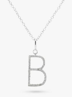 E.W Adams 9ct White Gold Diamond Initial Pendant, B