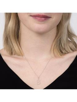 E.W Adams 9ct White Gold Diamond Initial Pendant - view 2, B