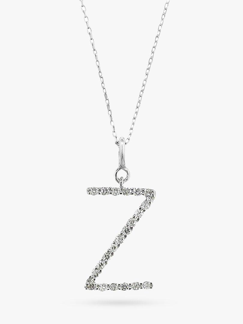 Product image 1 of 3, which shows E.W Adams 9ct White Gold Diamond Initial Pendant, Z