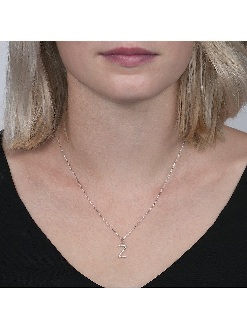 Product image 2 of 3, which shows E.W Adams 9ct White Gold Diamond Initial Pendant, Z