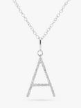 E.W Adams 9ct White Gold Diamond Initial Pendant, A