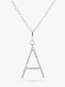 E.W Adams 9ct White Gold Diamond Initial Pendant, A