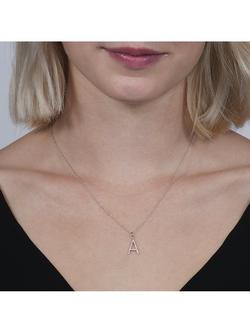 E.W Adams 9ct White Gold Diamond Initial Pendant - view 2, A