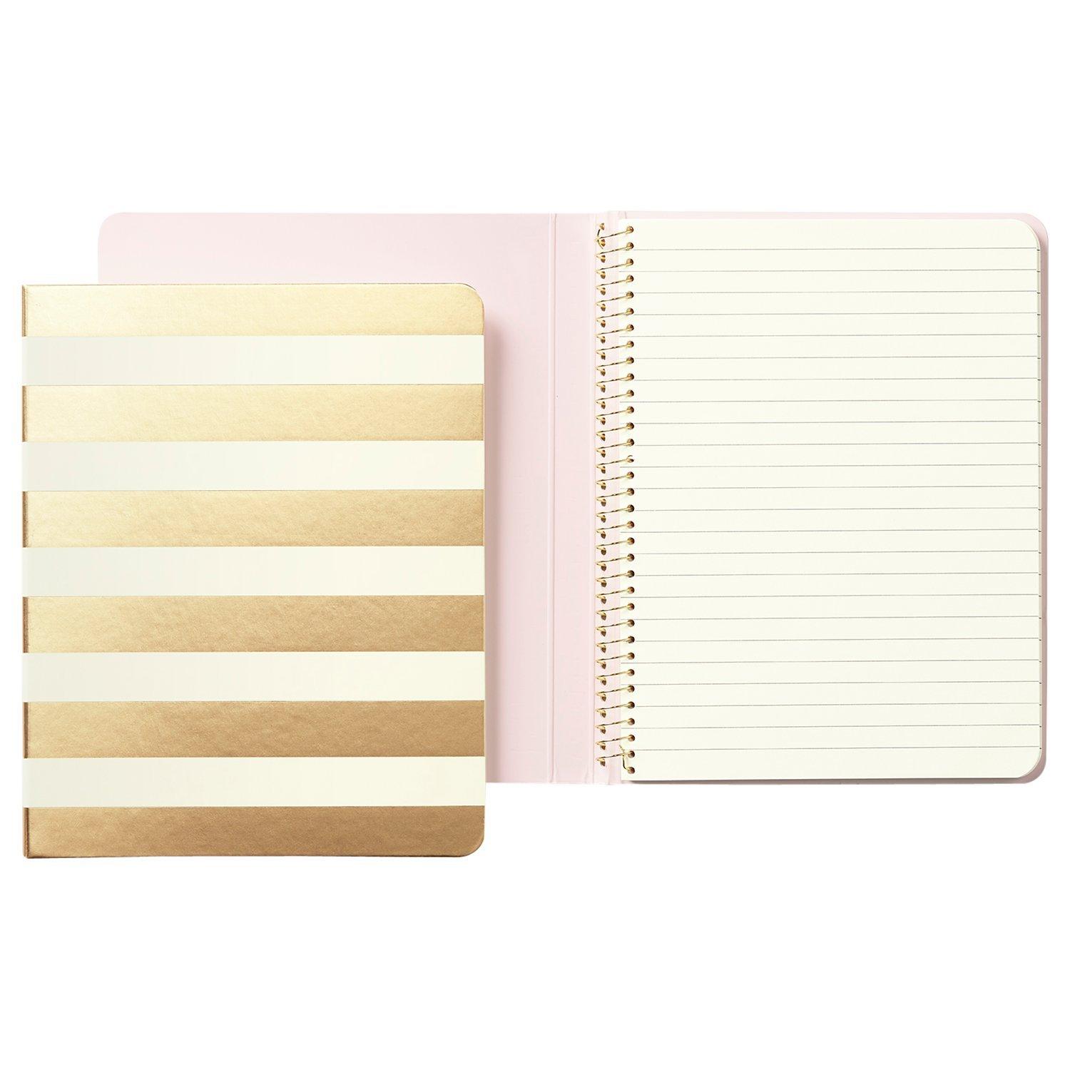 kate spade new york Gold Stripe Spiral Notebook