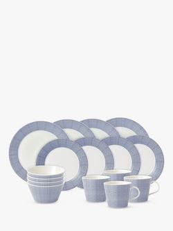 Royal Doulton Pacific Porcelain Dinnerware Set, 16 Piece, Blue, Blue