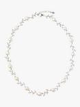 Lido Leaf Pearl Necklace, Silver/White