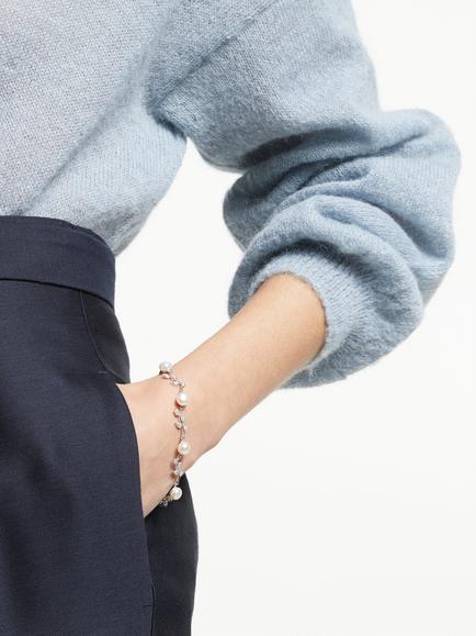 Lido Leaf Pearl Bracelet, Silver/White - view 2, Silver/White