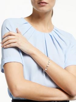 Lido Pearl and Cubic Zirconia Spacer Bracelet, Silver/White - view 2, Silver/White